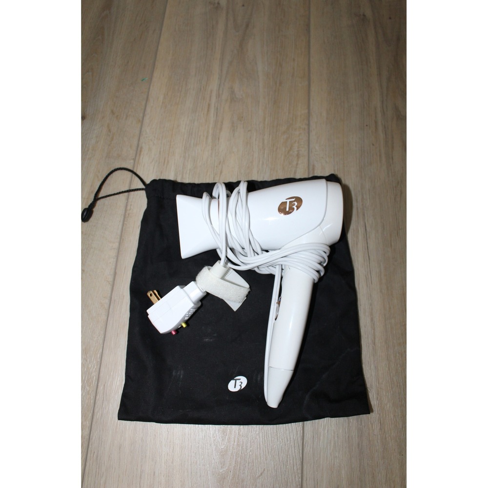 T3 Micro Featherweight Compact Folding Travel Hair Dryer White Rose Gold Bag - Picture 2 of 3